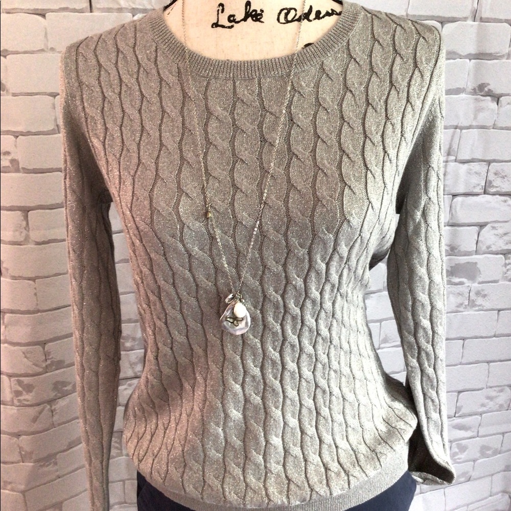 Talbots silver grey lurex top. Sz M